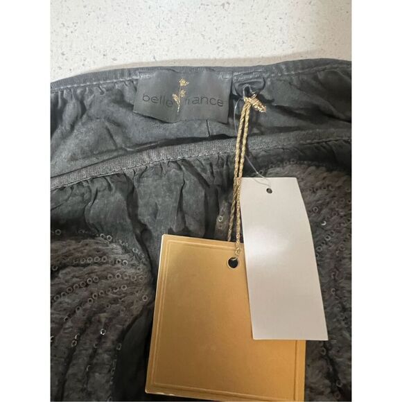 NWT Belle France Boho Gray Beaded Sweater Tunic Made in Italy w/ crocheted Hem M - Picture 10 of 15